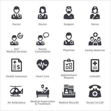 Sağlık Hizmetleri Icons Set 1 - Sympa serisi | Siyah