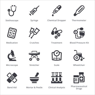 Medical Equipment & Supplies Icons Set 1 - Sympa Series | Black clipart