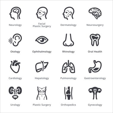 Tıp uzmanlıkları Icons Set 1 - Sympa serisi | Siyah