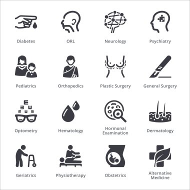 Tıp uzmanlıkları Icons Set 2 - Sympa serisi | Siyah