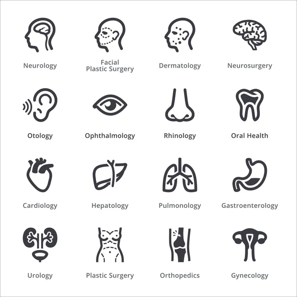 Medische specialismen Icons Set 1 - Sympa serie | Zwart — Stockvector