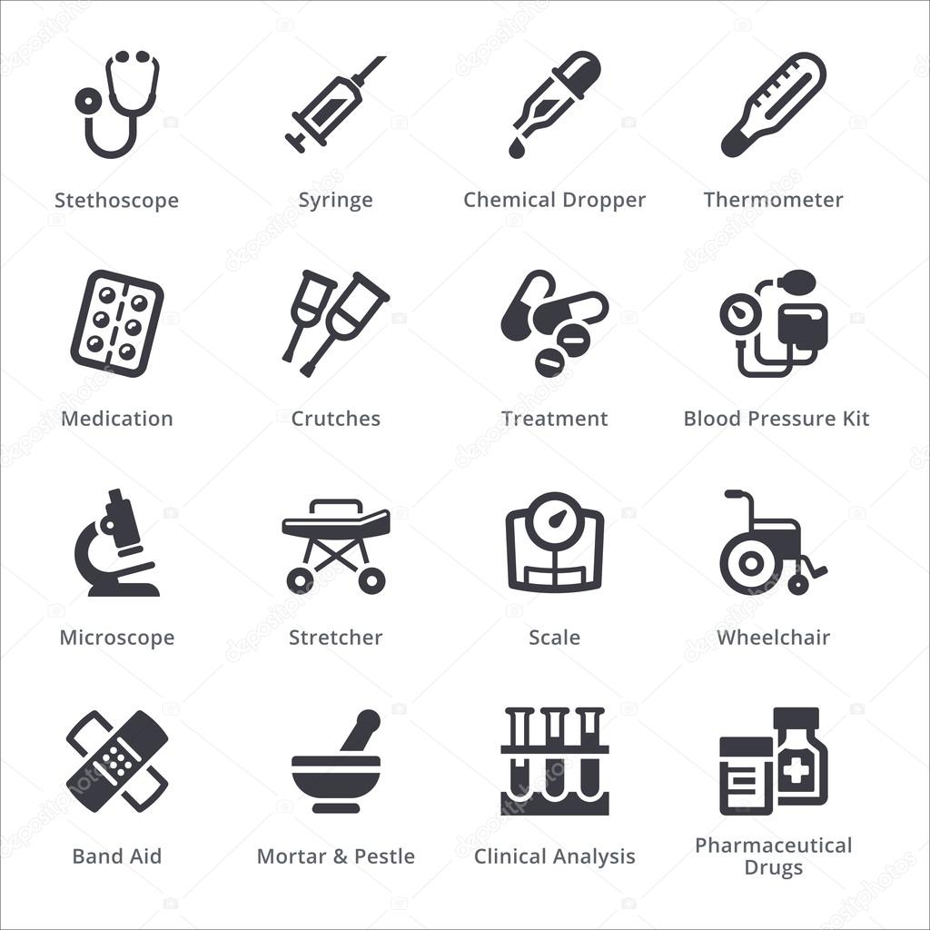 Medical Equipment & Supplies Icons Set 1 - Sympa Series | Black