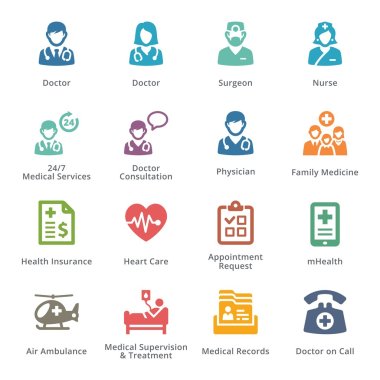 Sağlık Hizmetleri Icons Set 1 - Sympa serisi | Renkli