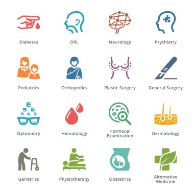 Tıp uzmanlıkları Icons Set 2 - Sympa serisi | Renkli