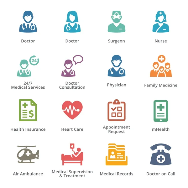 Conjunto de iconos de servicios médicos 1 - Sympa Series AfganColored — Vector de stock