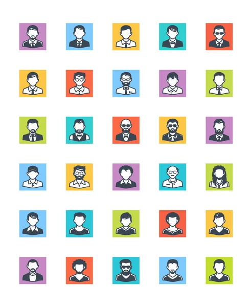 Mężczyzn avatary ikony - kwadrat wersja — Wektor stockowy