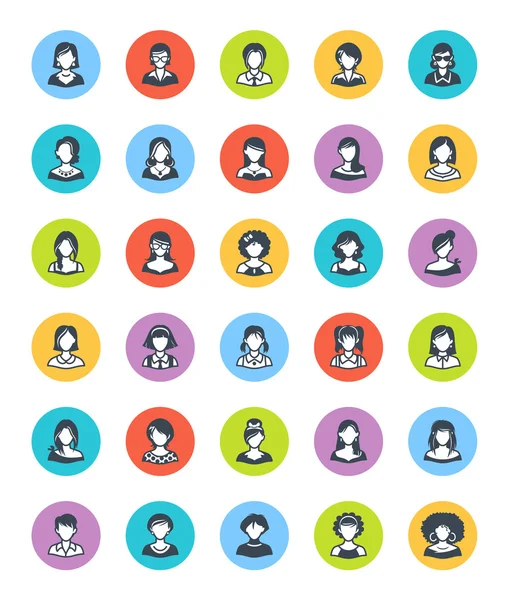 Women Avatars Icons - Dot Version - Stok Vektor