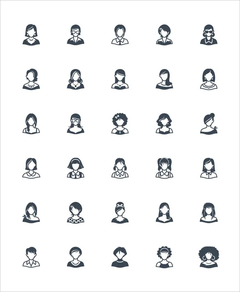 Mujer Avatars Iconos — Vector de stock