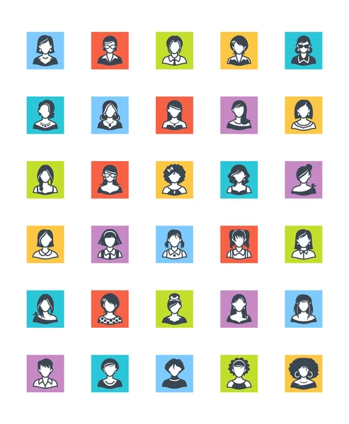 Kvinnor avatarer ikoner - fyrkantig Version Vektorgrafik