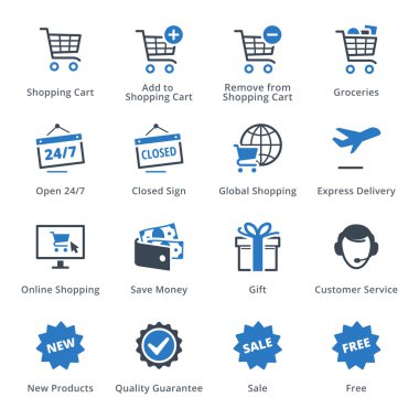 2 - mavi serisi E-ticaret Icons Set
