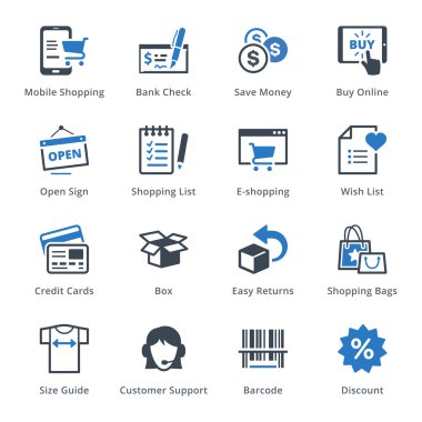 3 - mavi serisi E-ticaret Icons Set