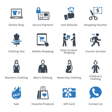 1 - Blue Serisi E-ticaret Icons Set