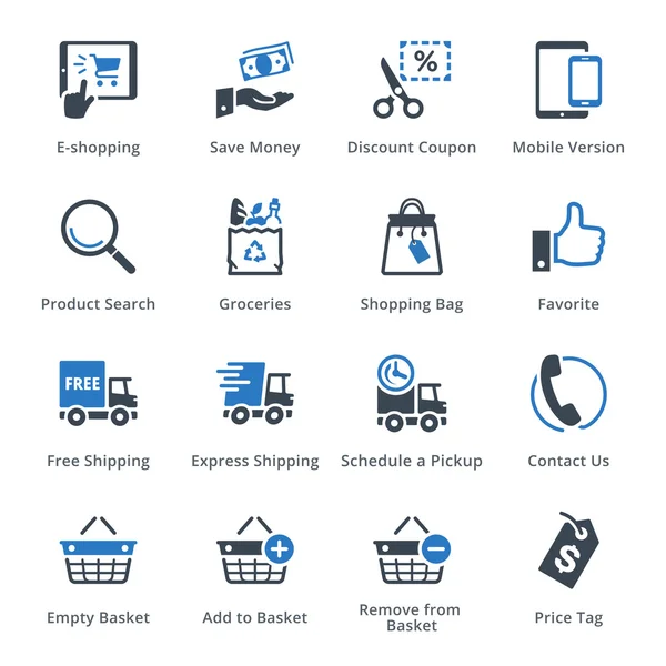 E-commerce Icons Set 4 - blauwe reeks — Stockvector