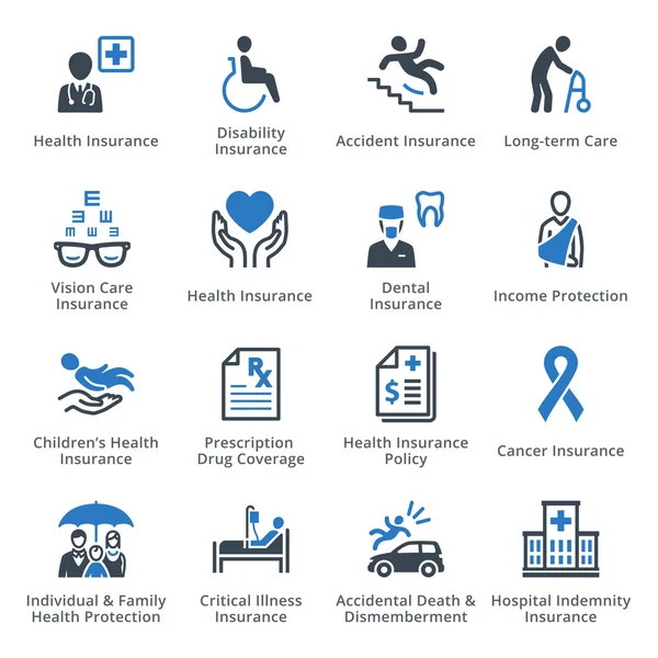 Zdravotní pojištění ikony - modrá řada Royalty Free Stock Ilustrace