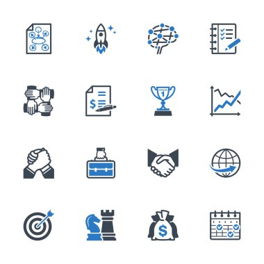 4 - mavi serisi iş yönetimi Icons Set