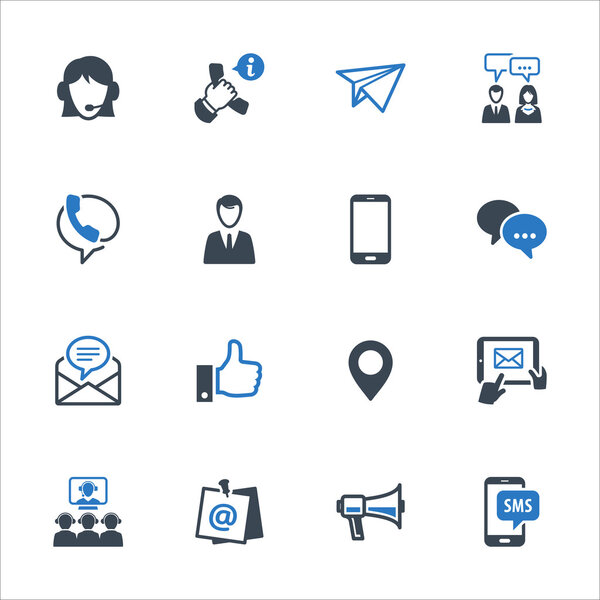 Contact Us Icons Set 4 - Blue Series