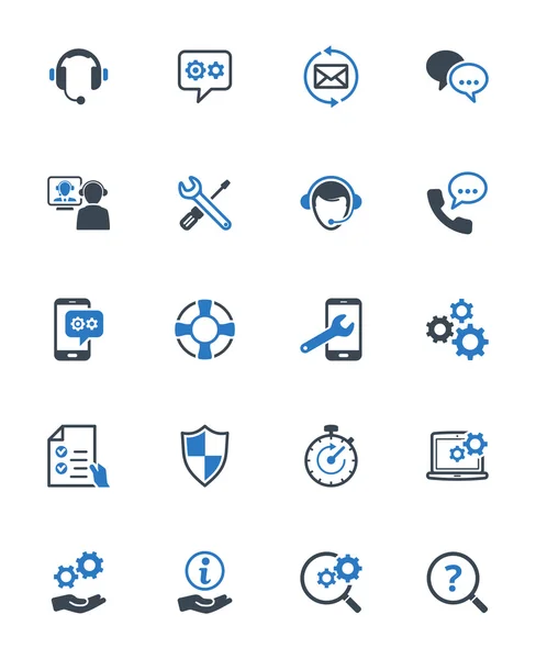 Technische ondersteuning Icons - blauwe reeks — Stockvector