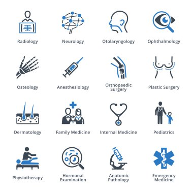 3 - mavi serisi tıp uzmanlıkları Icons Set