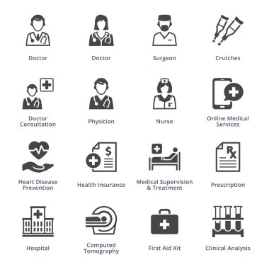 4 - siyah serisi Sağlık Hizmetleri Icons Set