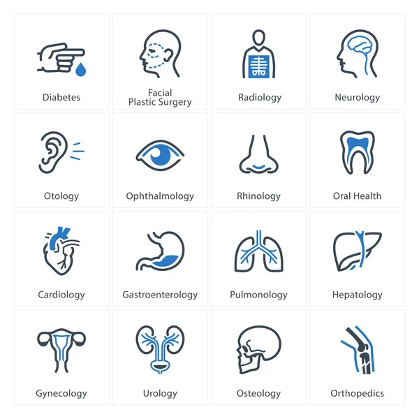 Icônes médicales et de soins de santé Set 1 - Spécialités — Image vectorielle