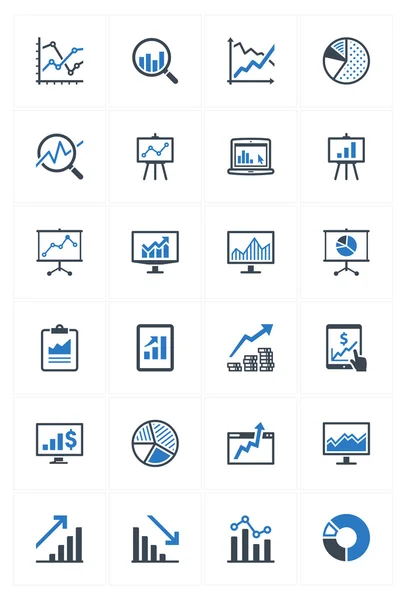 Grafici e grafici aziendali Icone - Serie blu — Vettoriale Stock