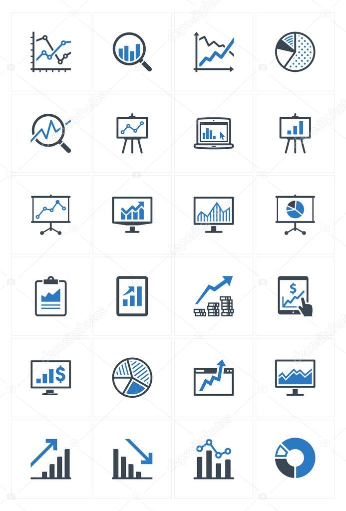 Business Graphs & Charts Icons - Blue Series