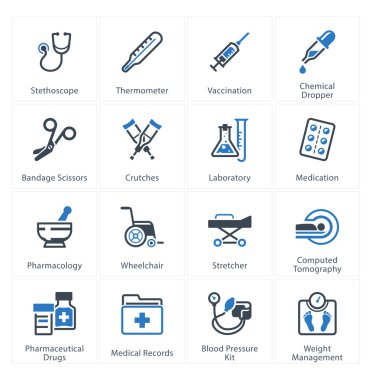 Tıbbi ve sağlık Icons Set 1 - ekipman ve malzemeleri