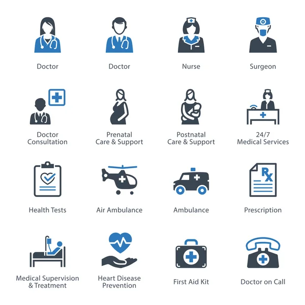 Icônes médicales et de soins de santé Set 1 - Services — Image vectorielle