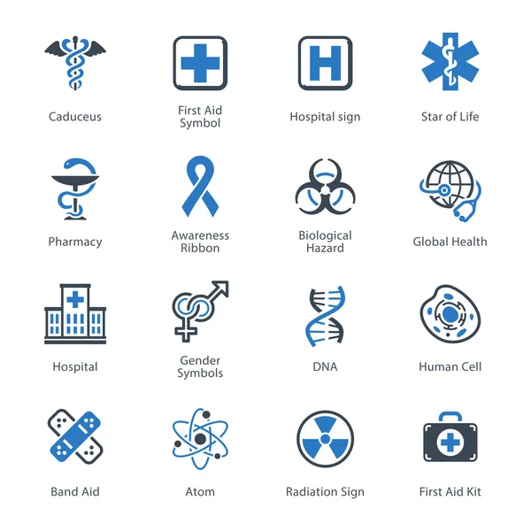Medische & gezondheidszorg Icons Set 1 - blauwe reeks — Stockvector