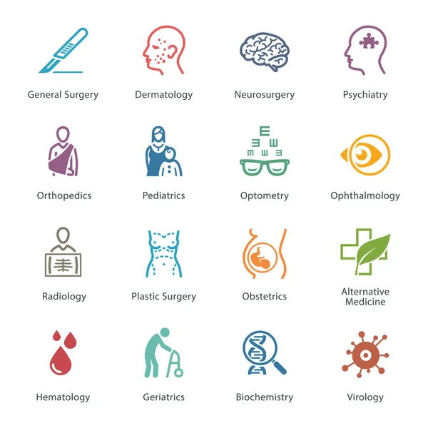 Colored Medical & Health Care Icons Set 2 - Specialties — Stock Vector