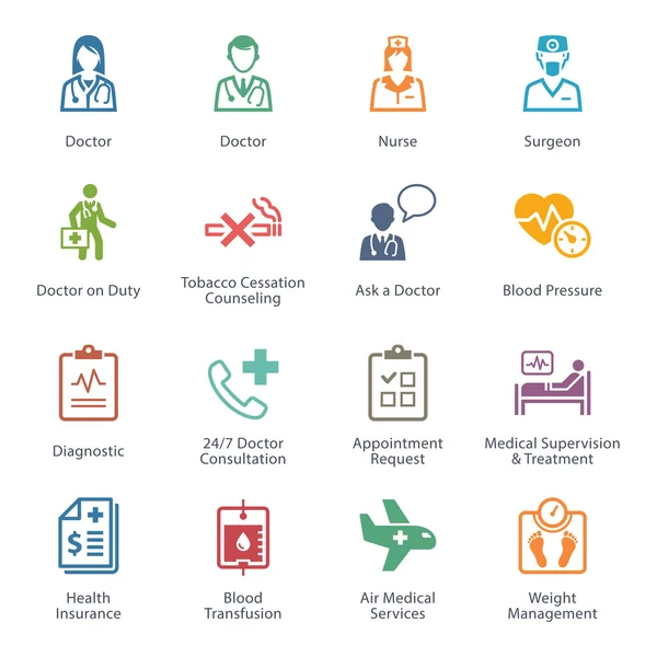 Gekleurde Medical & gezondheidszorg Icons Set 2 - diensten Vectorbeelden