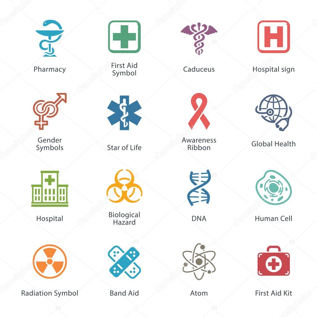 Colored Medical & Health Care Icons - Set 1