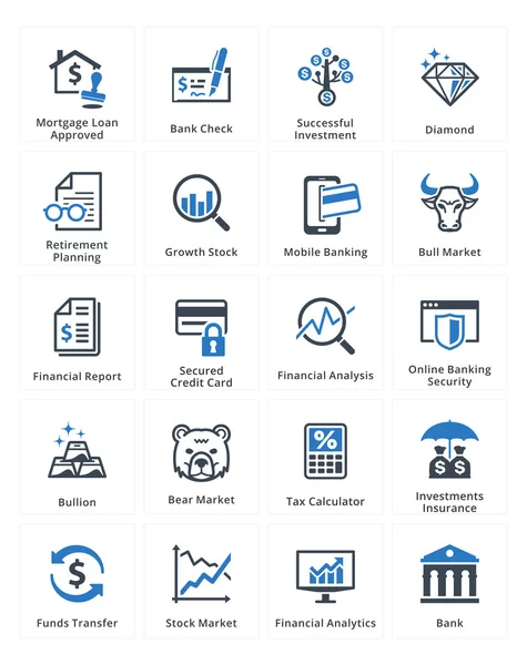 个人及商业金融图标设置 1-蓝色系列 — 图库矢量图片