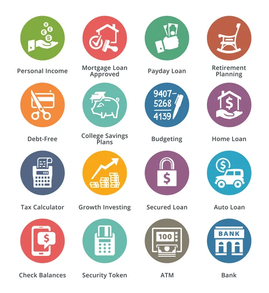 Icônes de finances personnelles et d'affaires Set 2 - Série de points — Image vectorielle