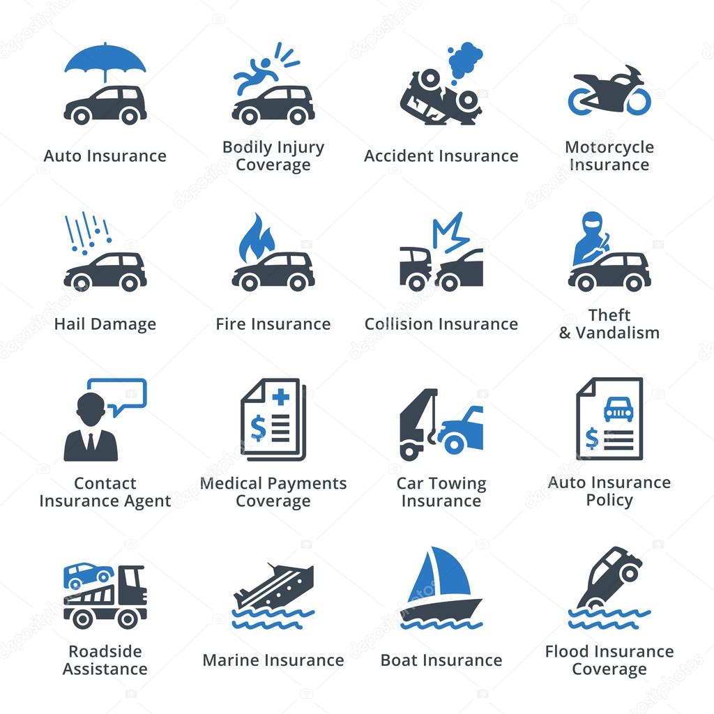 Auto Insurance Icons - Blue Series