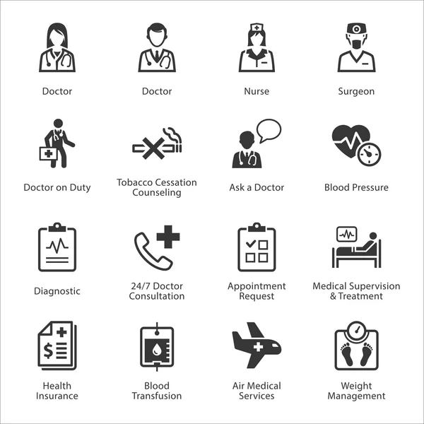 Symbole für Medizin und Gesundheitswesen Set 2 - Dienstleistungen — Stockvektor