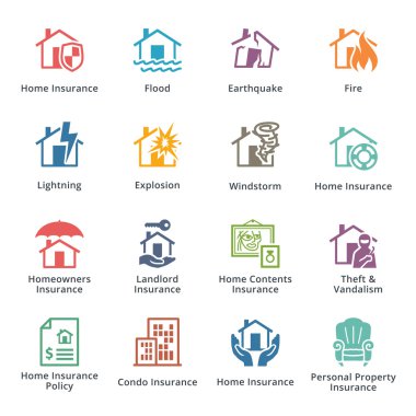 Home Insurance Icons - Colored Series clipart