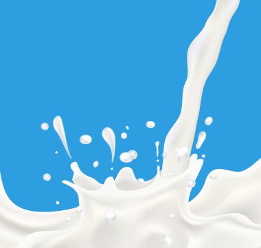 Splashing milk on blue background clipart