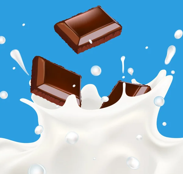 现实飞溅与切碎的巧克力牛奶 — 图库矢量图片