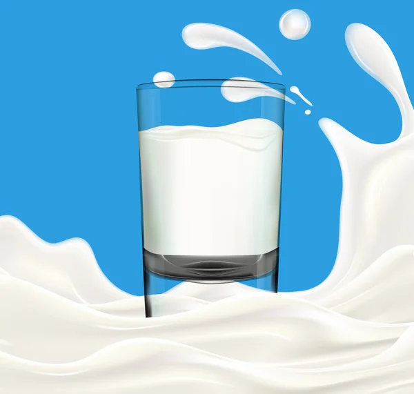 Salpicadura de leche con vidrio — Archivo Imágenes Vectoriales