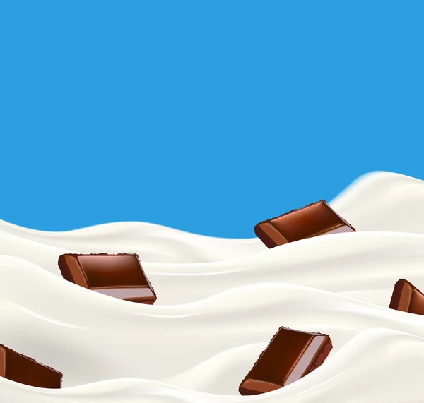 Melk met gehakte chocolade vectorillustratie — Stockvector