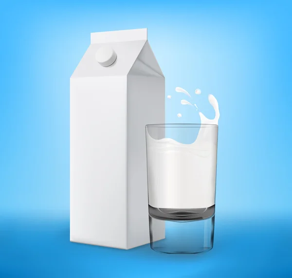 Milk glass and blank milk carton — Stock Vector