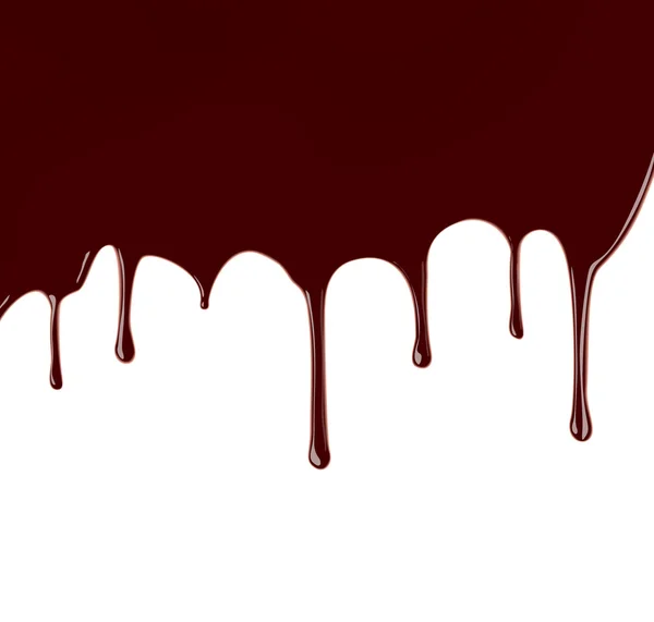 Jarabe de chocolate derretido que gotea sobre fondo blanco. Ilustración vectorial . — Vector de stock