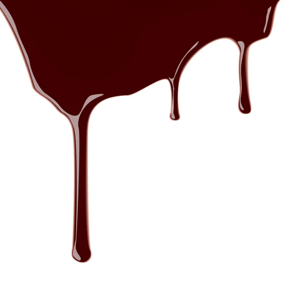Растаявший шоколадный сироп протекает на белом фоне. Векторная иллюстрация . — стоковый вектор