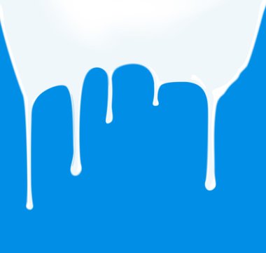 Mavi arka plan üzerinde sızıntı süt. Vektör çizim