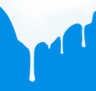 Mavi arka plan üzerinde sızıntı süt. Vektör çizim