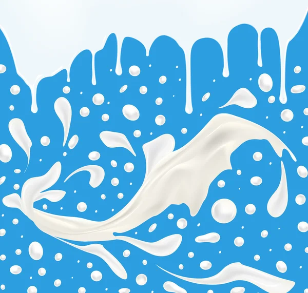 Set de Onda de leche sobre fondo azul . — Vector de stock