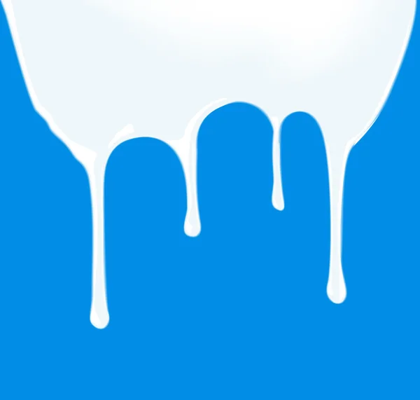 Milk leaking on blue background. Vector illustration — Stock Vector