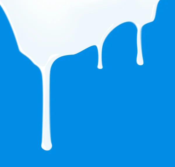 Γάλα διαρροή σε μπλε φόντο. Vector εικονογράφηση — Διανυσματικό Αρχείο