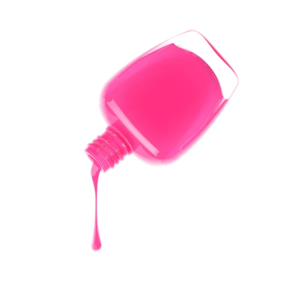 Roze nagellak druipend uit uit fles vectorillustratie — Stockvector